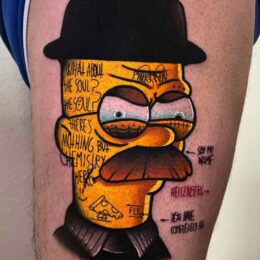 Imagen de un tatuaje de Ned Flanders como Walter White